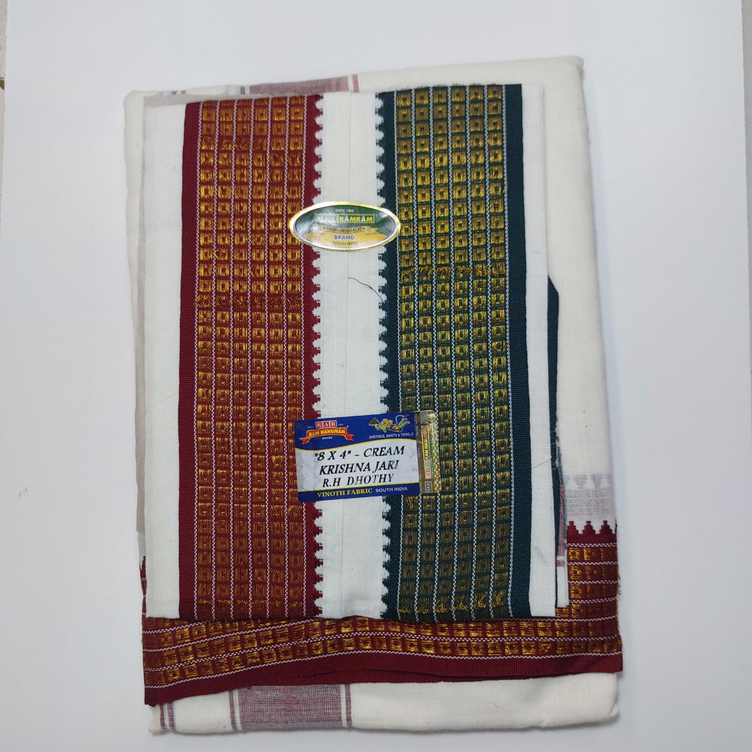Krishna Jari Cream Colour Vesti (8x4)