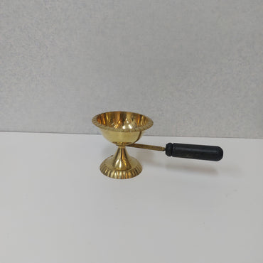 Brass Dhoopakkal with Wooden Handle For Prayers / Pooja / Dhoopakkarandi