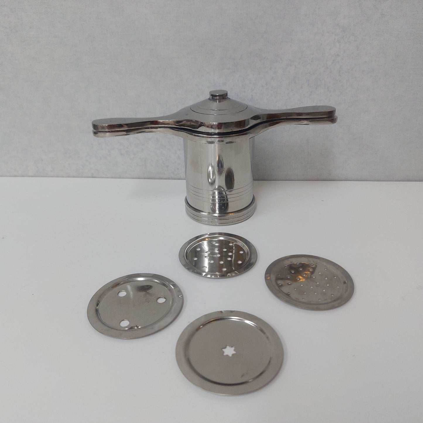 Stainless Steel Press Murukku Ural / Stainless Steel Press Murukku Maker with Murukku Achu 4 Pcs.
