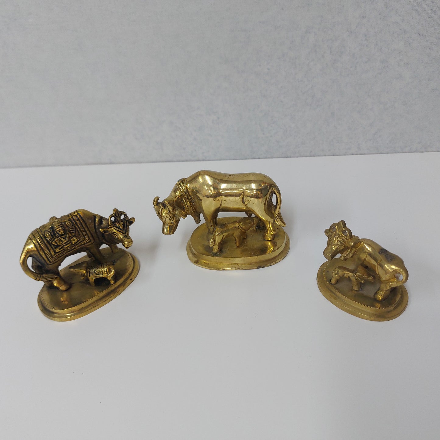 Brass Kamadhenu Cow with Calf Statue / Brass Idol Kamadhenu