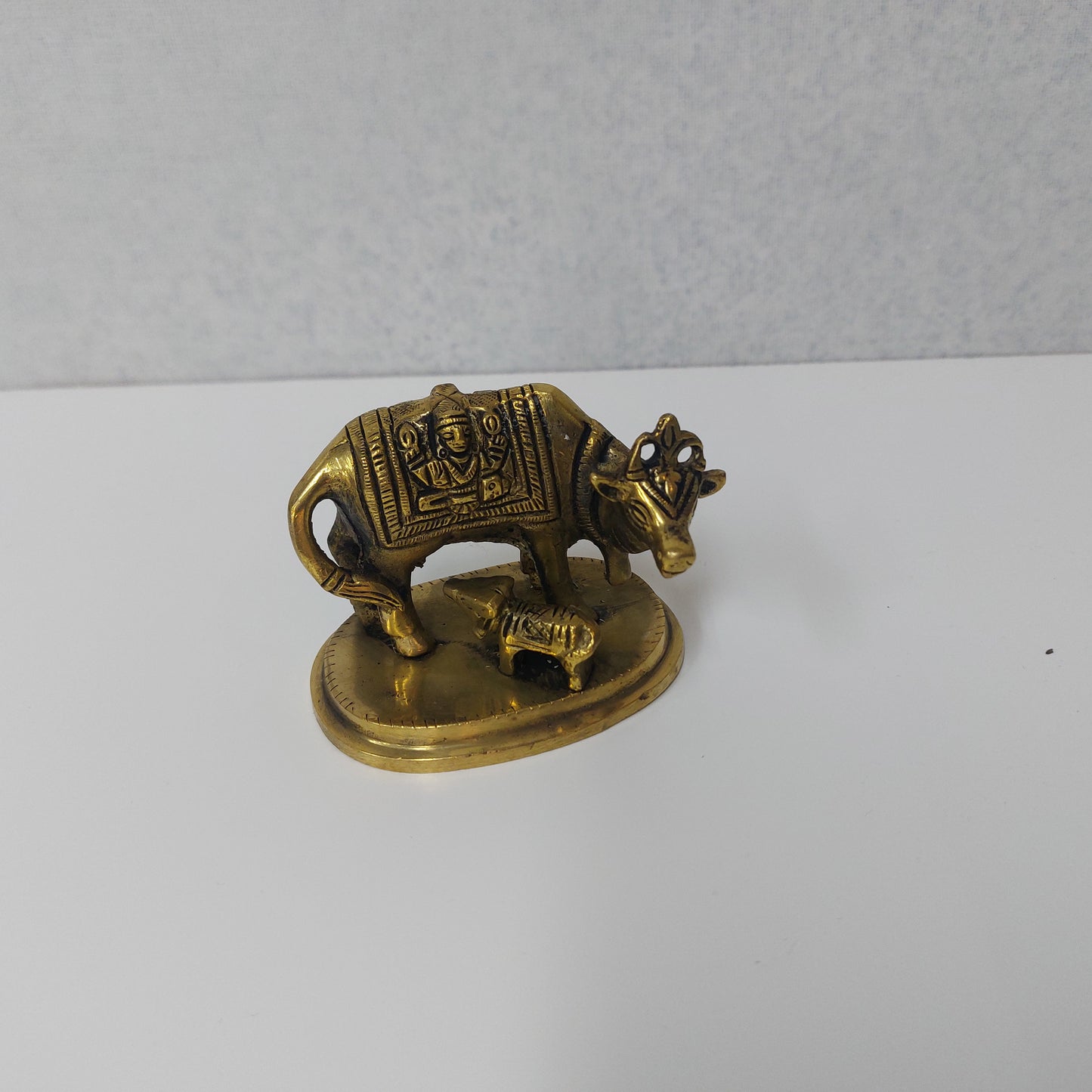 Brass Kamadhenu Cow with Calf Statue / Brass Idol Kamadhenu
