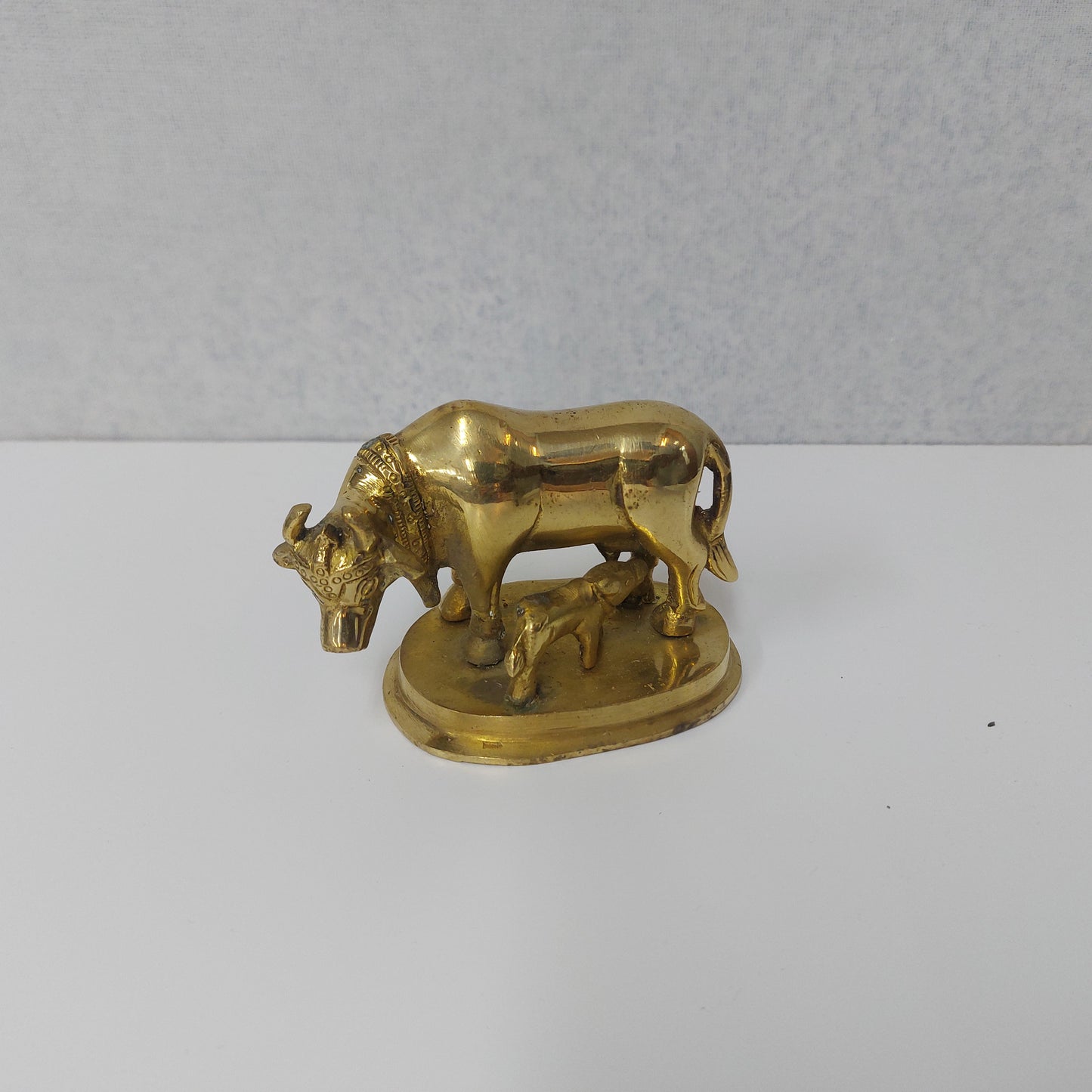 Brass Kamadhenu Cow with Calf Statue / Brass Idol Kamadhenu