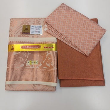 Traditional Pattu Pavadai Material With Dhavani Set for Women ( Copper Design)
