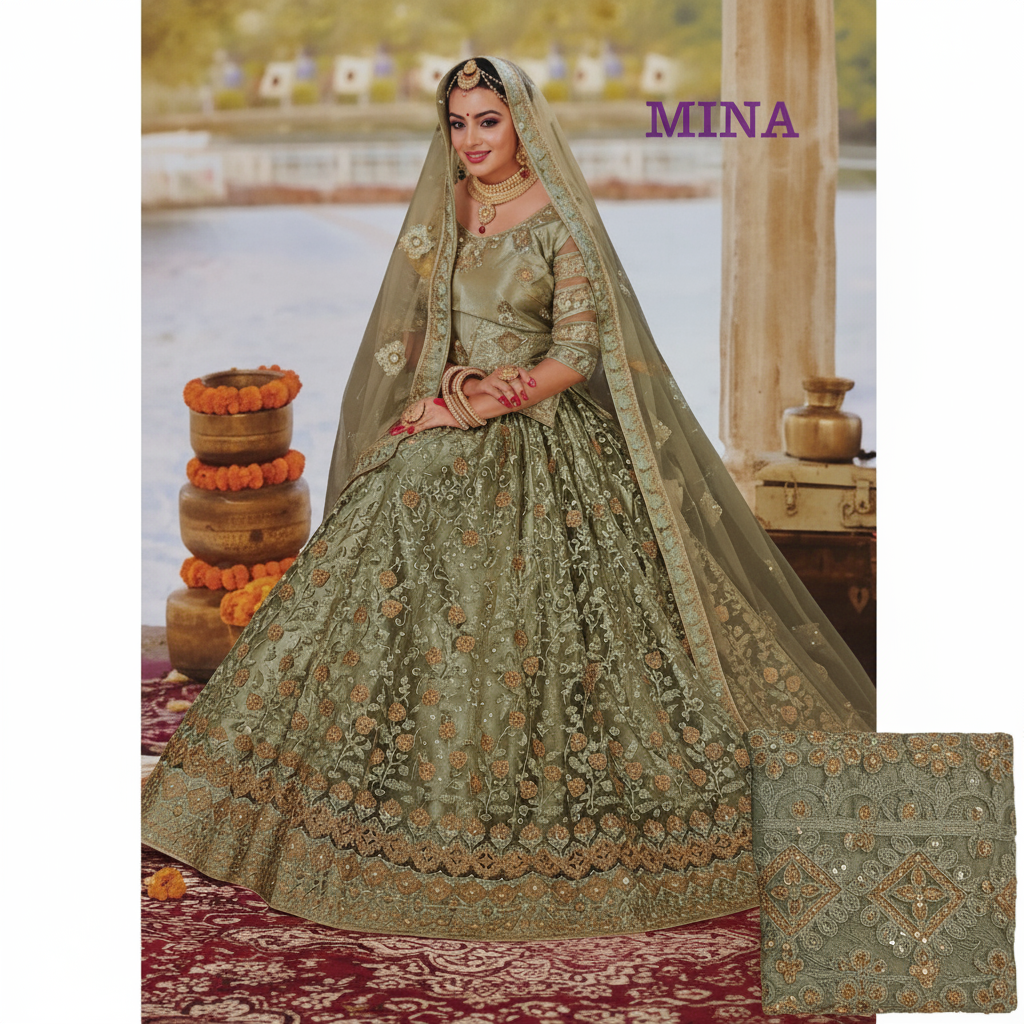 Semi Stitched Zari and Thread Work Choli Lehenga
