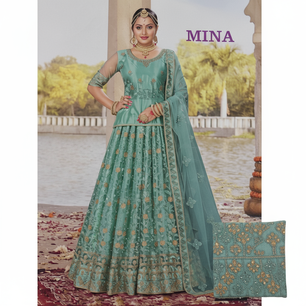 Semi Stitched Zari and Thread Work Choli Lehenga