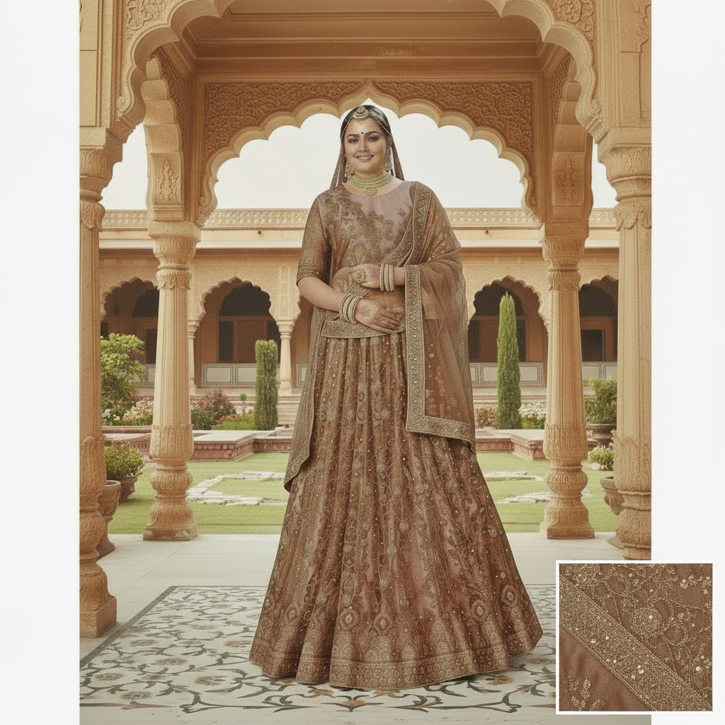 Semi Stitched Zari and Thread Work Choli Lehenga