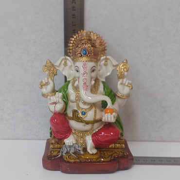 Handmade Poly resin Ganpati Statue For Gifting, Decorative Showpiece
