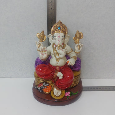 Handmade Poly resin Ganpati Statue For Gifting, Decorative Showpiece
