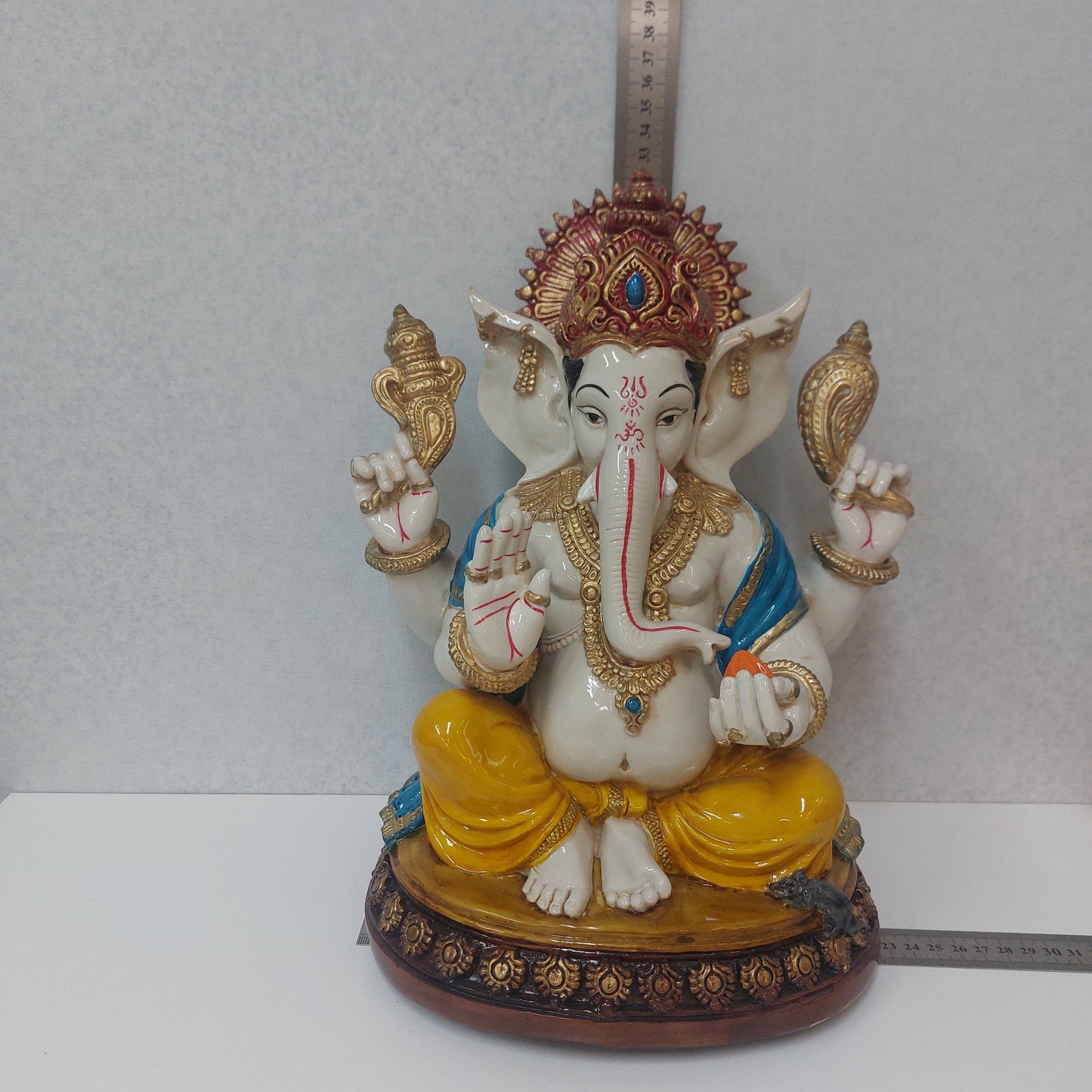 Handmade Poly resin Ganpati Statue For Gifting, Decorative Showpiece