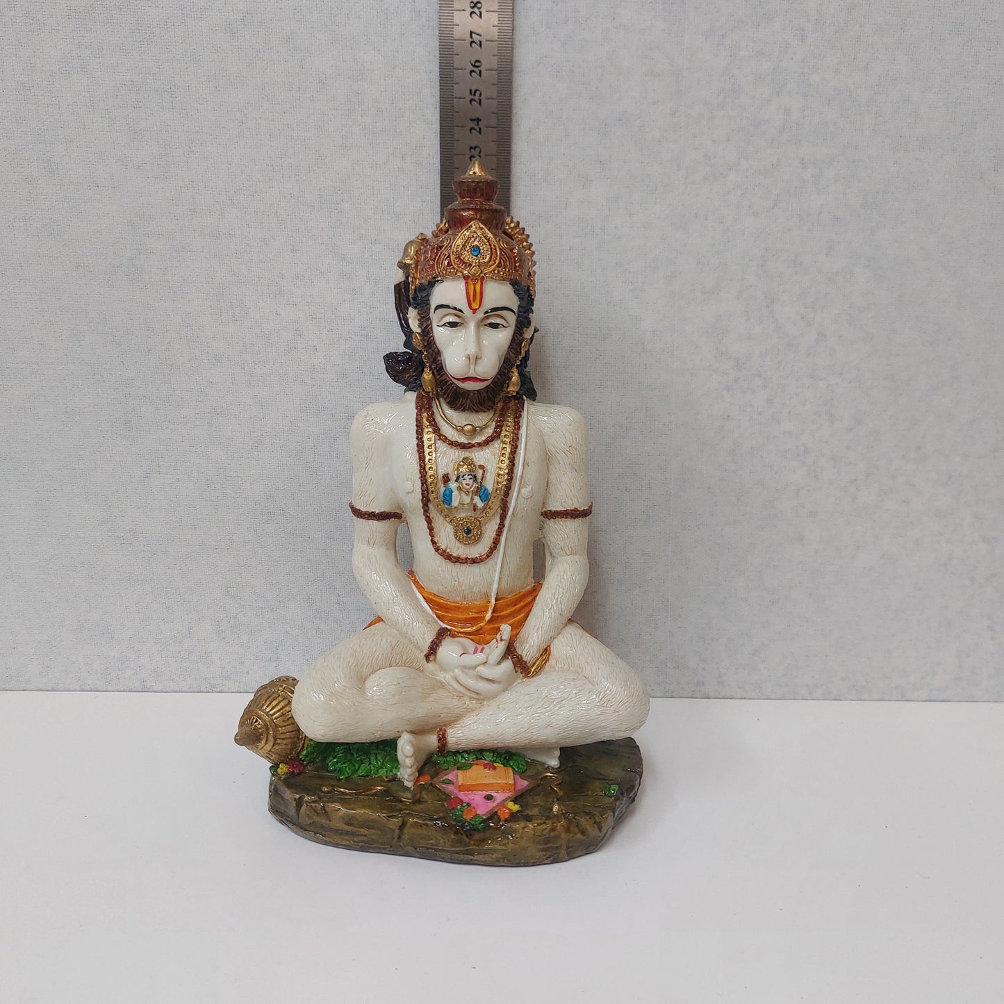 Handmade Polyresin Anjaneyar Statue / Hanuman Sitting Statue For Gifting, Decorative Showpiece