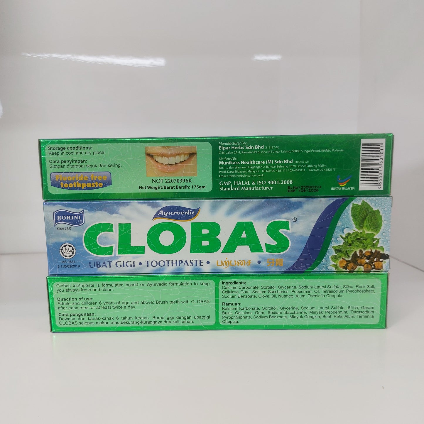 Rohini Clobas Toothpaste / Ubat Gigi. (Ayurvedic) 175gm.