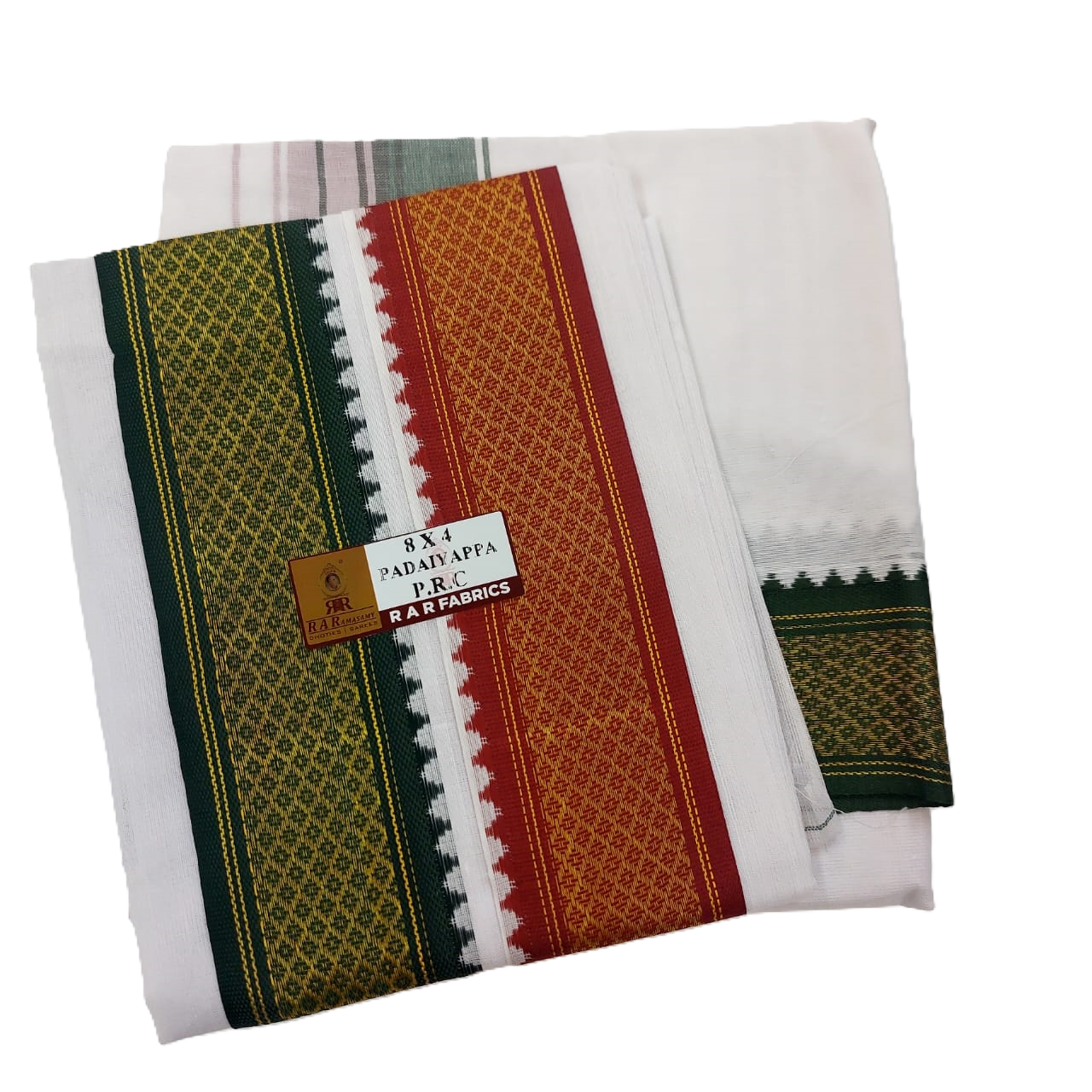 Padaiyappa White Poly Veshti Set (8 X 4)