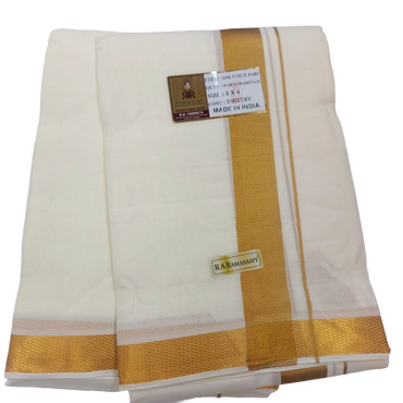 Parambariyam Rich Cotton Cream Dhothy Set with Gold Jari (8 X 4)