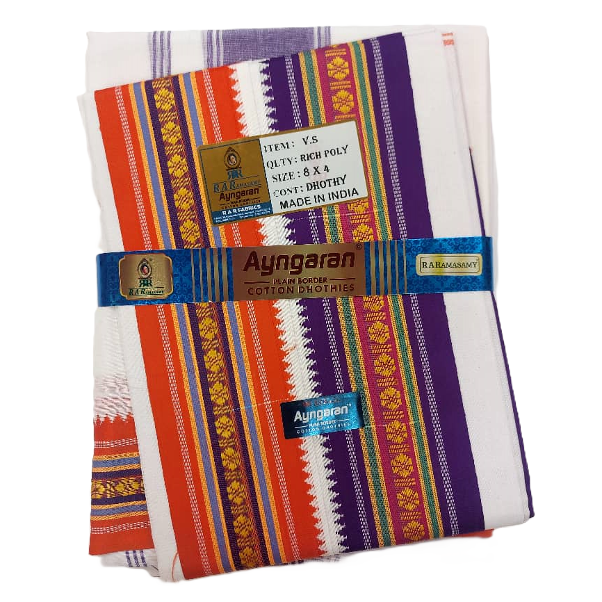 Ayngaran Vamsam Rich Poly Dhoty Set (8 X 4)