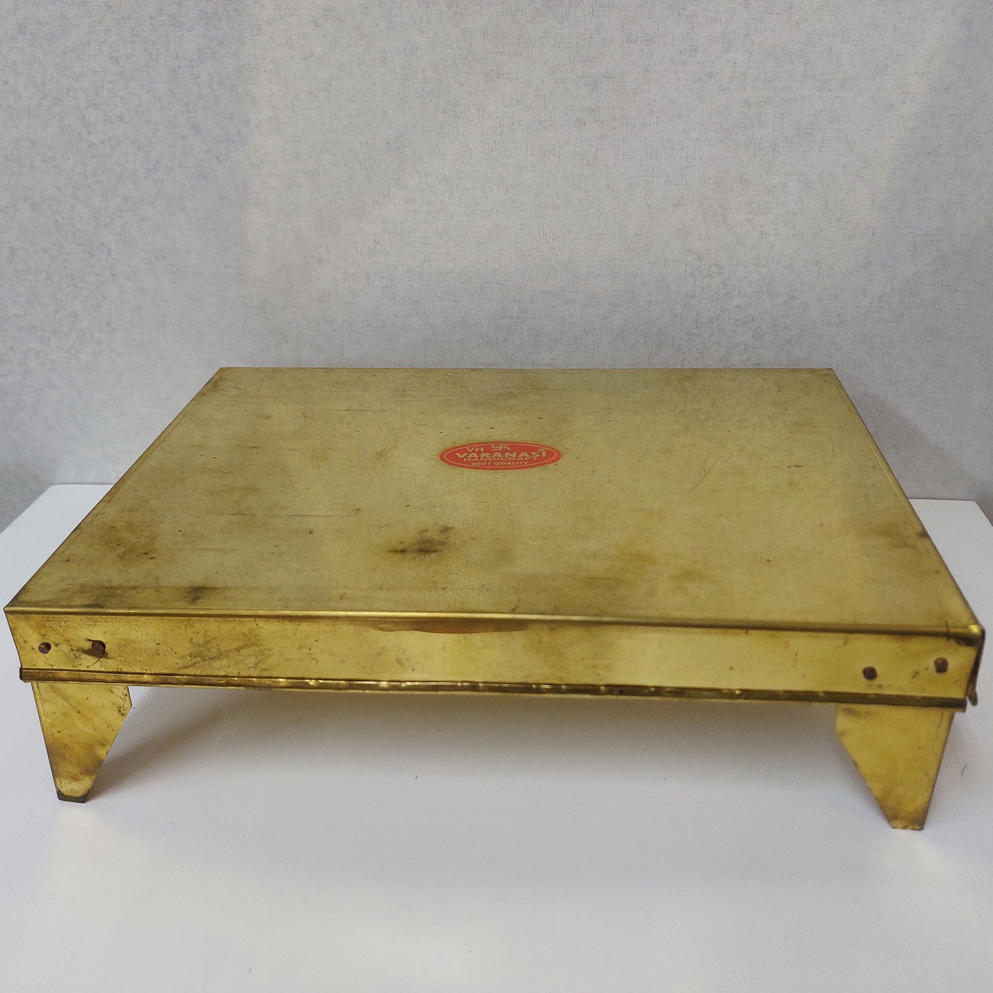Brass Traditional Rectangular Pooja Stand / Stool / Chowki for Idols