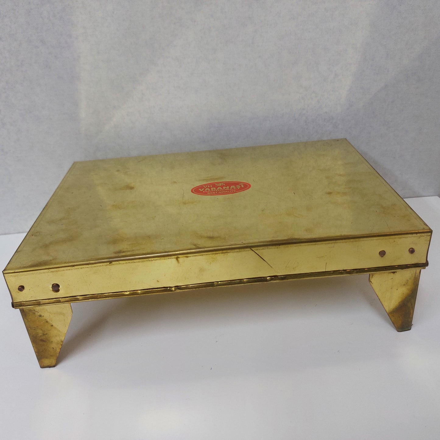 Brass Traditional Rectangular Pooja Stand / Stool / Chowki for Idols