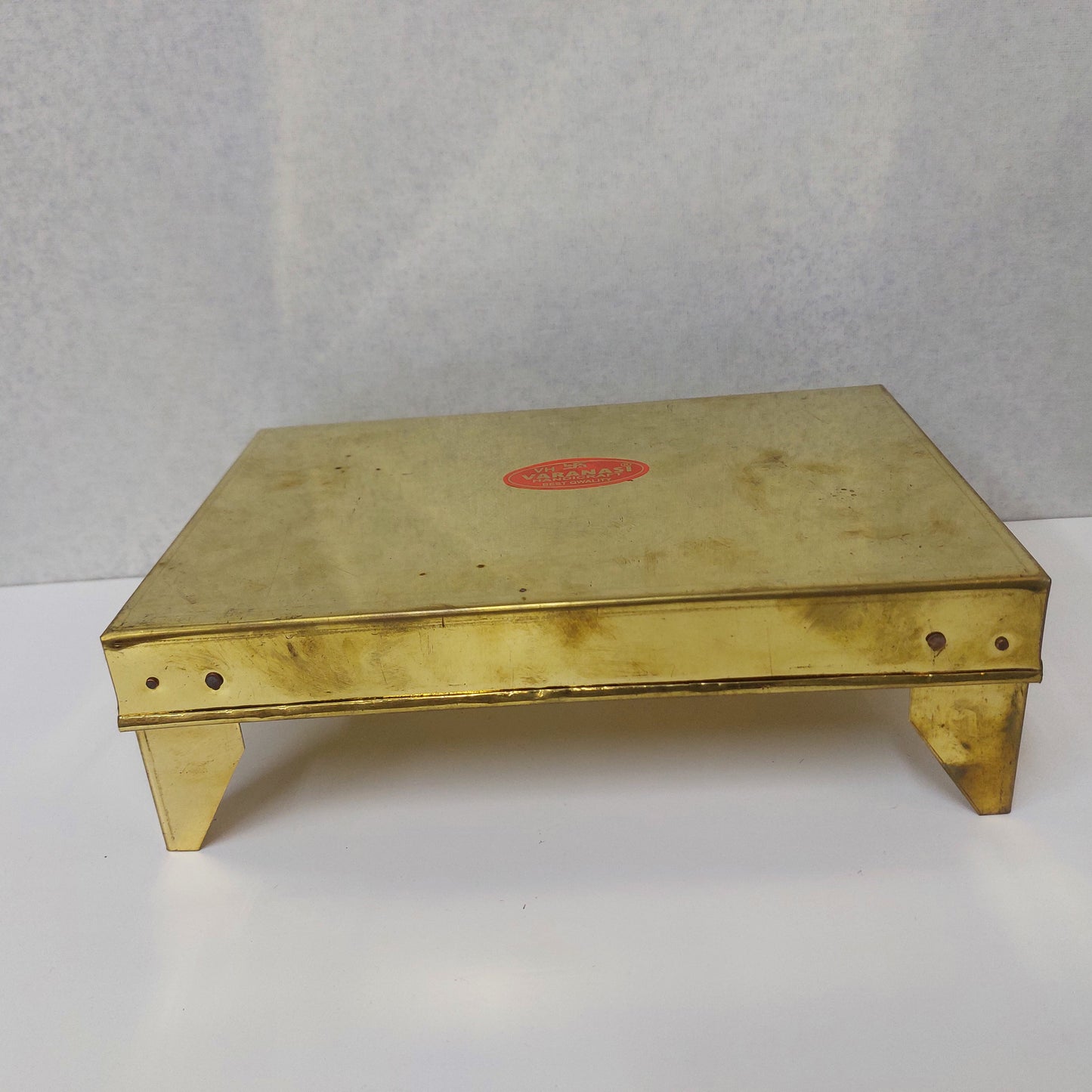 Brass Traditional Rectangular Pooja Stand / Stool / Chowki for Idols