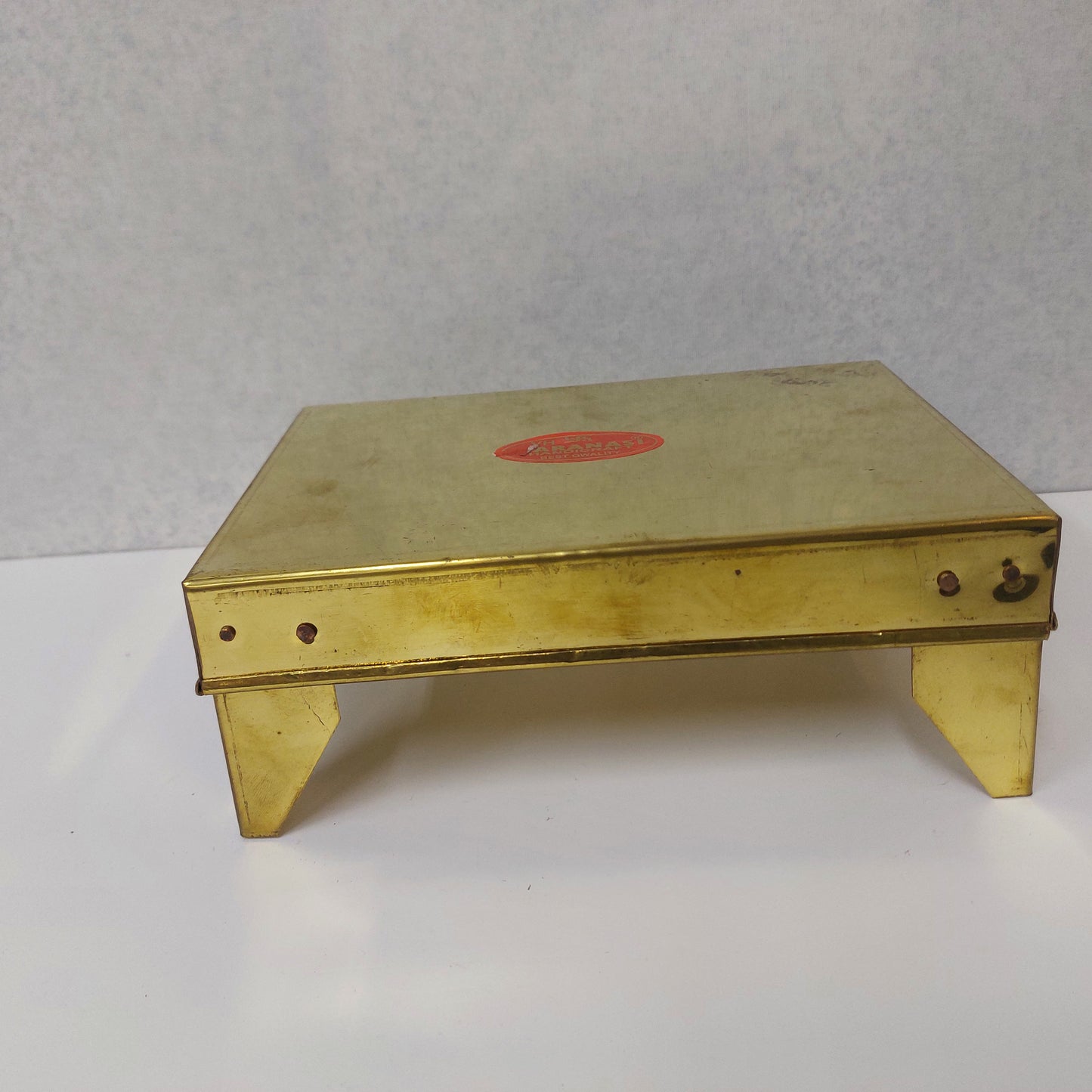 Brass Traditional Rectangular Pooja Stand / Stool / Chowki for Idols
