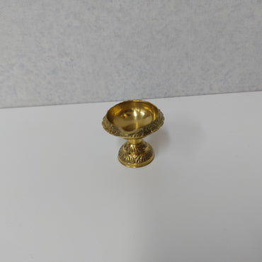 Brass Kubera Deepam with Stand Single Face / Brass Vilakku with Stand