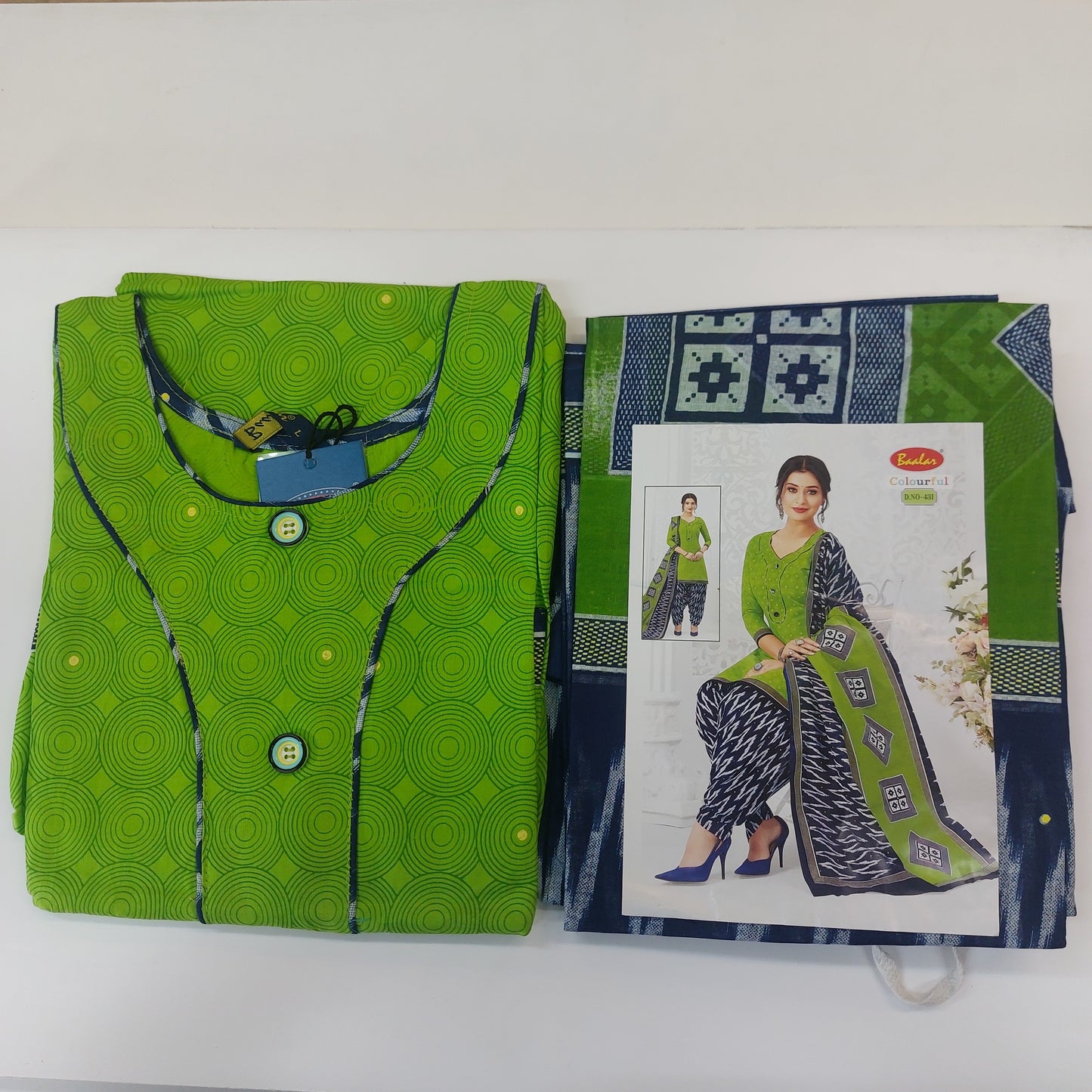 Baalar Colourful Pure Cotton Readymade Punjabi Suit / Salwar Suit.