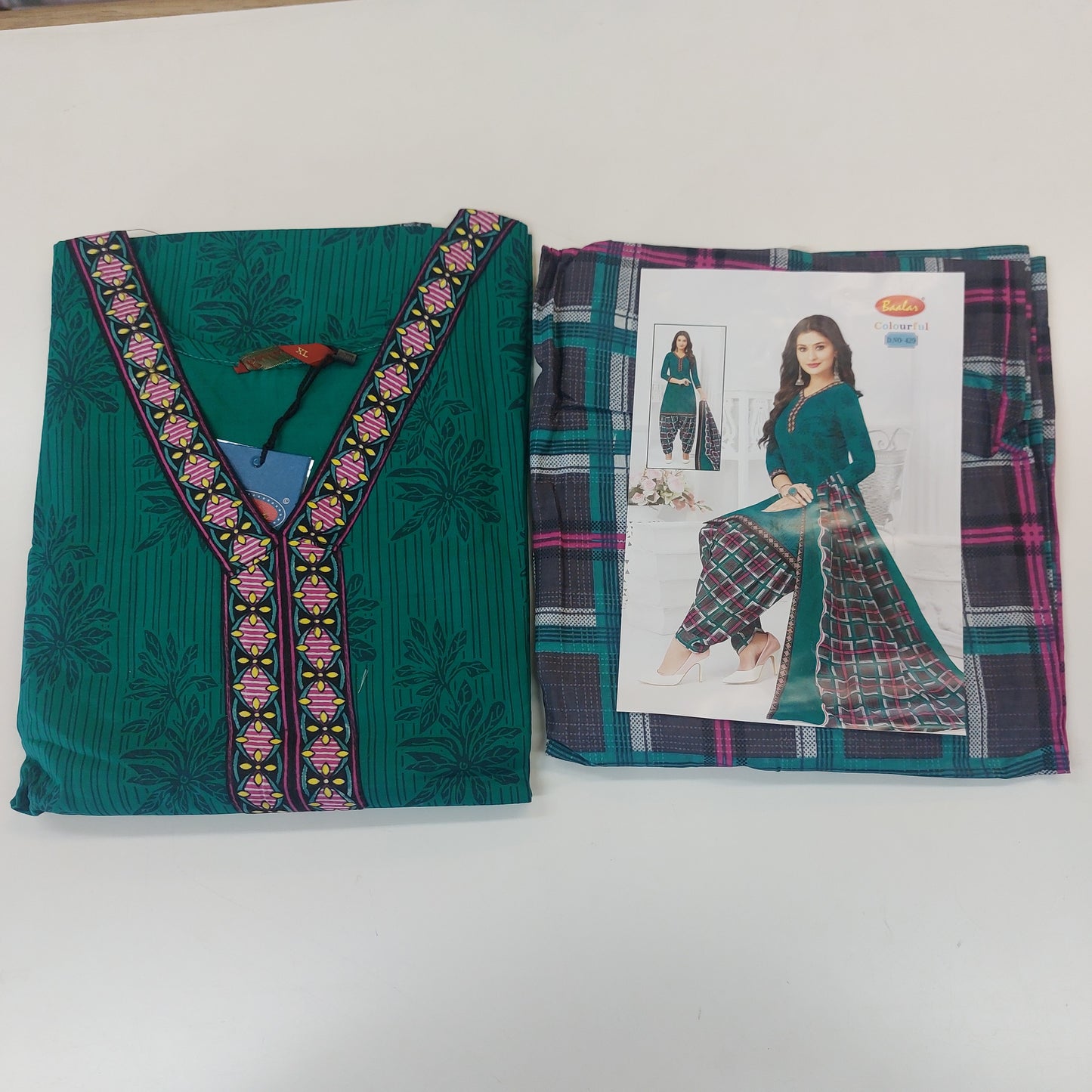 Baalar Colourful Pure Cotton Readymade Punjabi Suit / Salwar Suit.