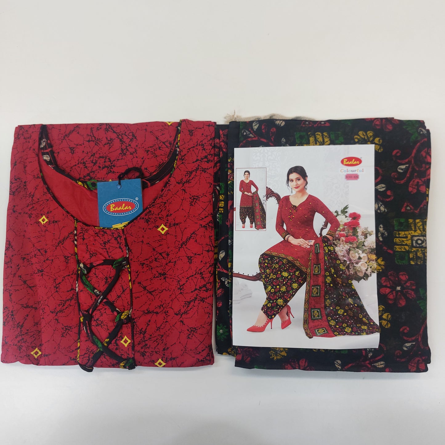 Baalar Colourful Pure Cotton Readymade Punjabi Suit / Salwar Suit.