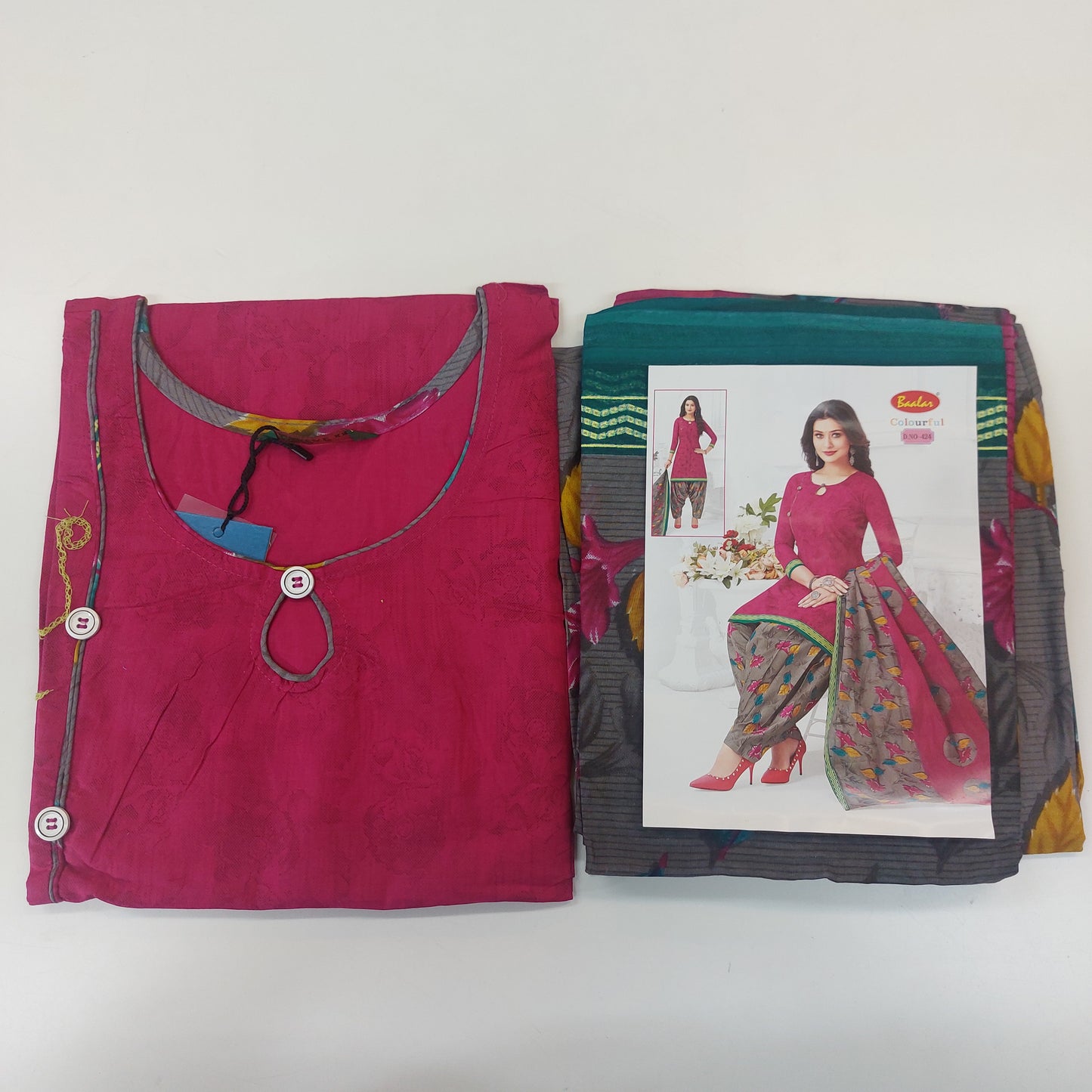 Baalar Colourful Pure Cotton Readymade Punjabi Suit / Salwar Suit.