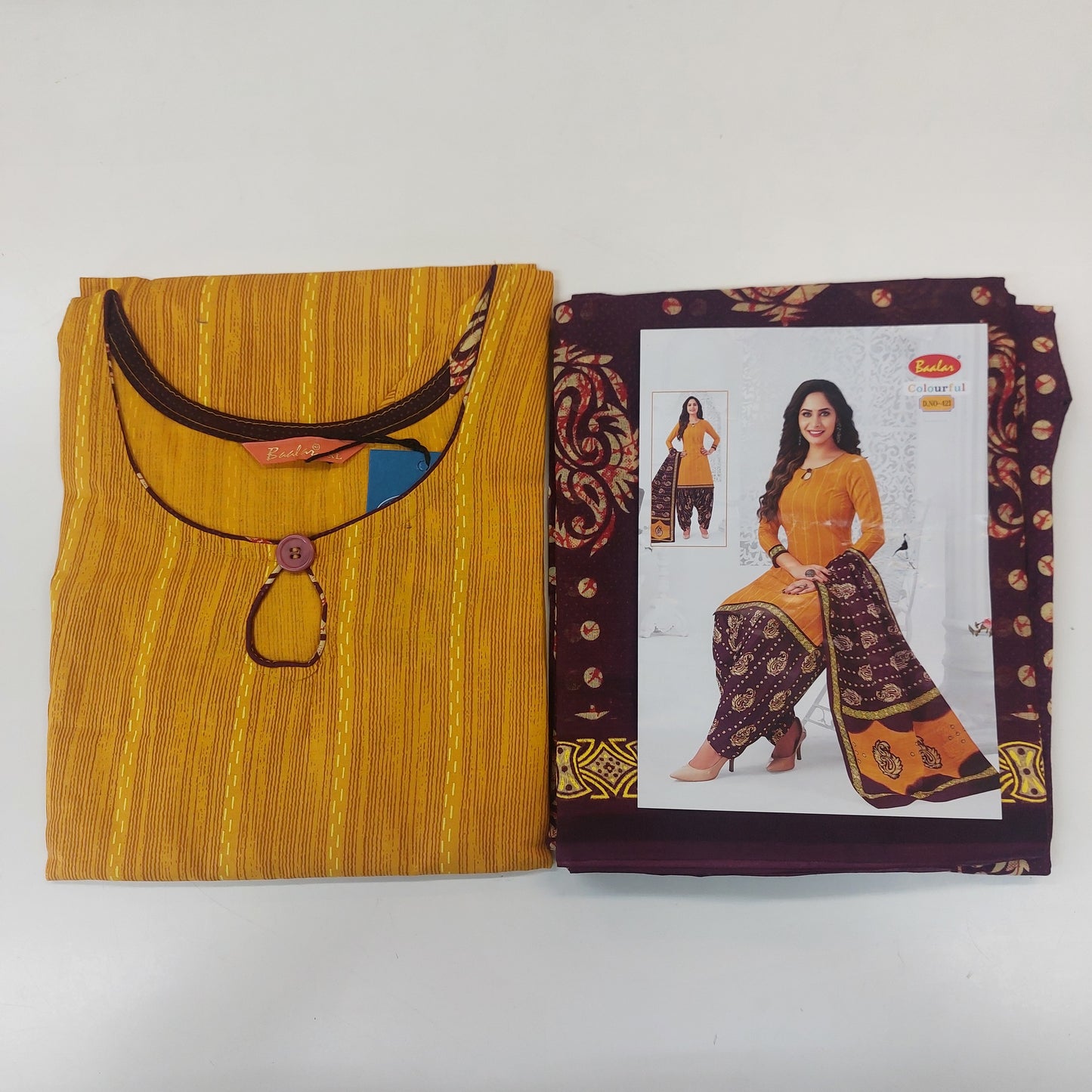 Baalar Colourful Pure Cotton Readymade Punjabi Suit / Salwar Suit.