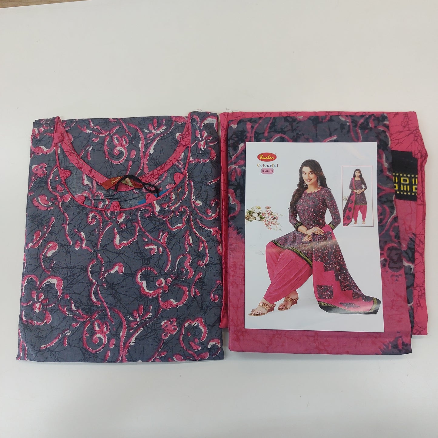 Baalar Colourful Pure Cotton Readymade Punjabi Suit / Salwar Suit.