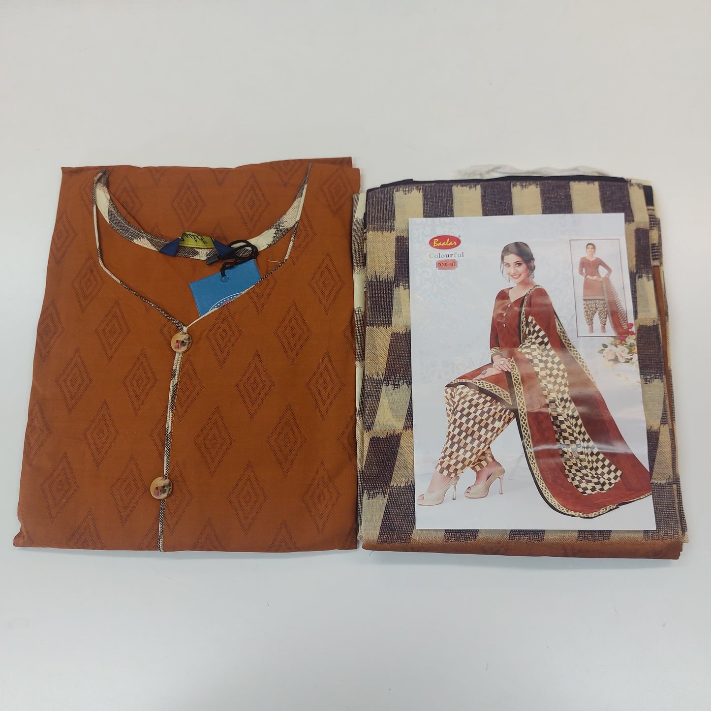 Baalar Colourful Pure Cotton Readymade Punjabi Suit / Salwar Suit.