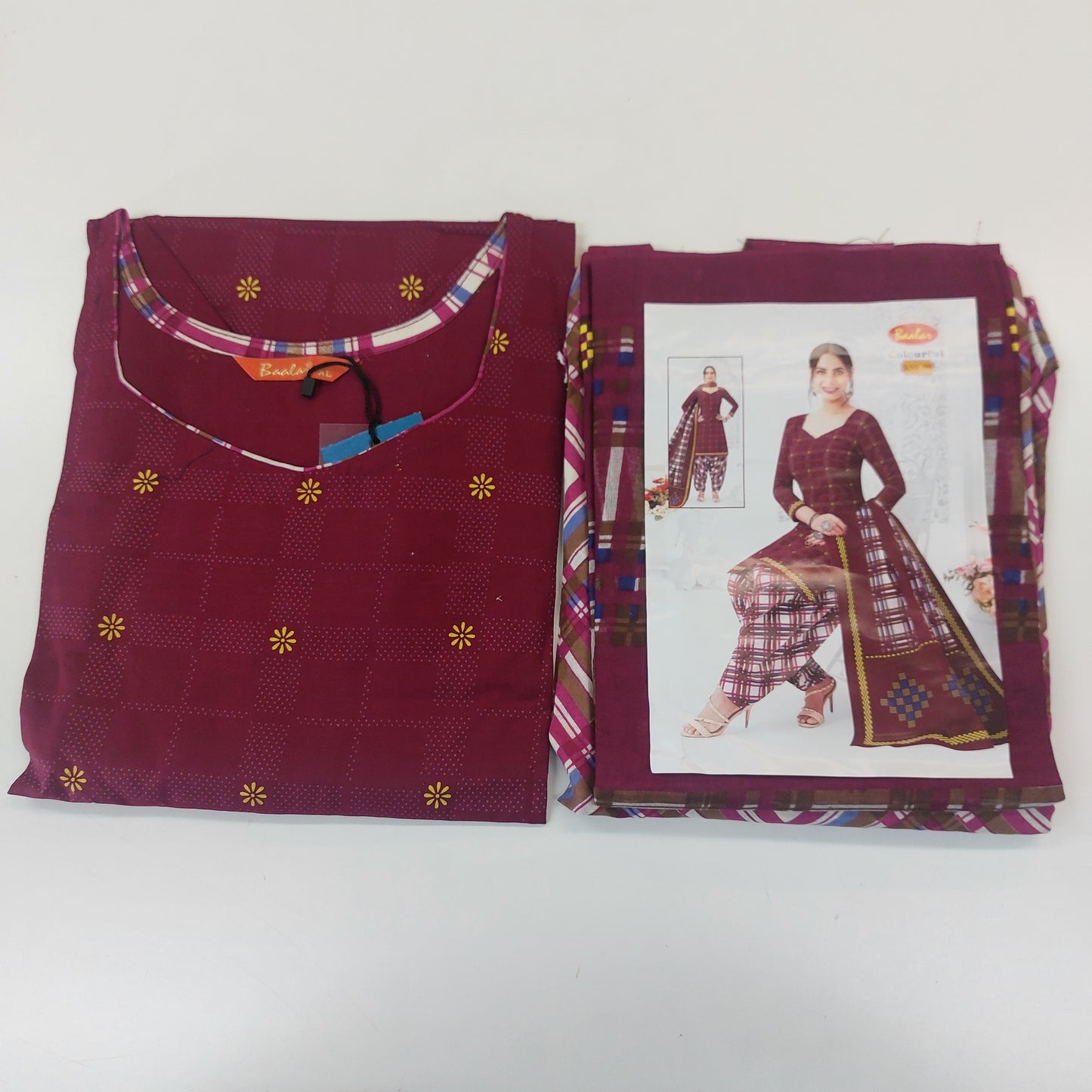 Baalar Colourful Pure Cotton Readymade Punjabi Suit / Salwar Suit.