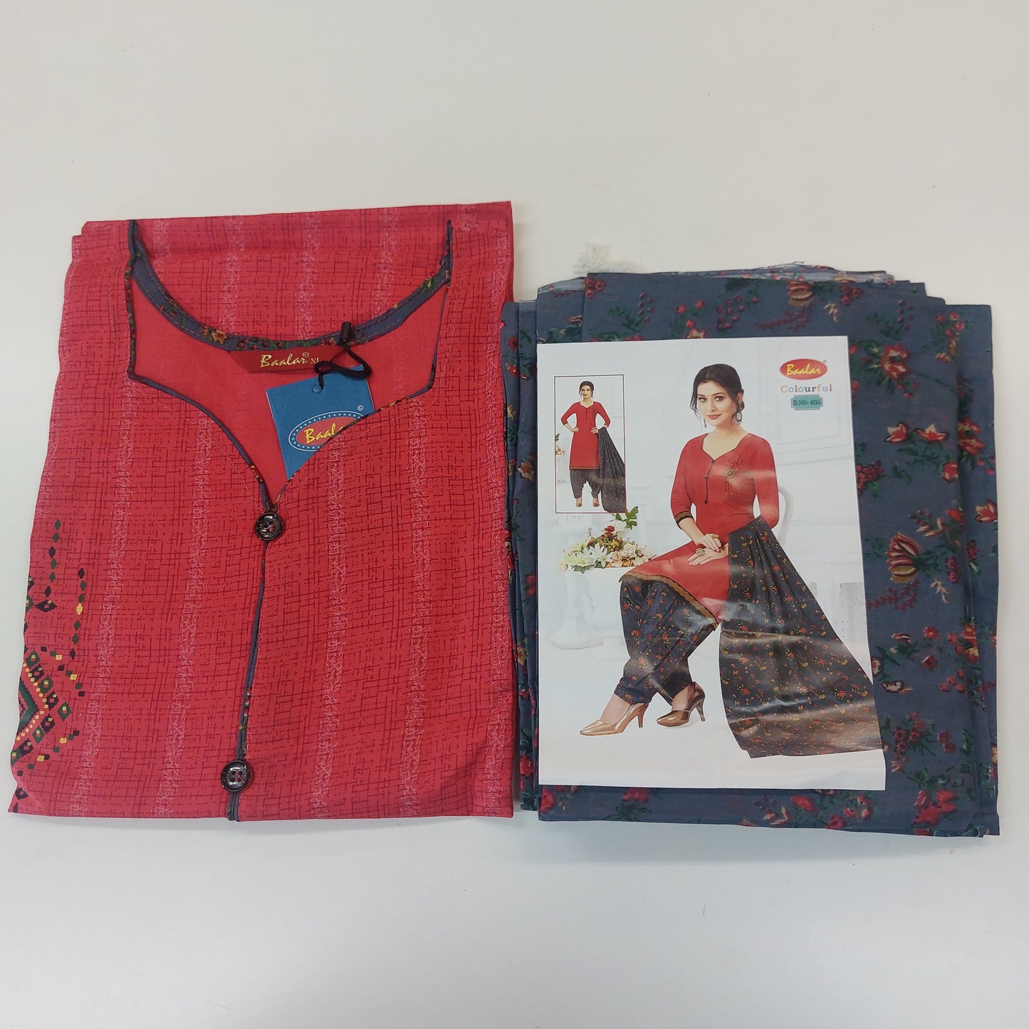 Baalar Colourful Pure Cotton Readymade Punjabi Suit / Salwar Suit.