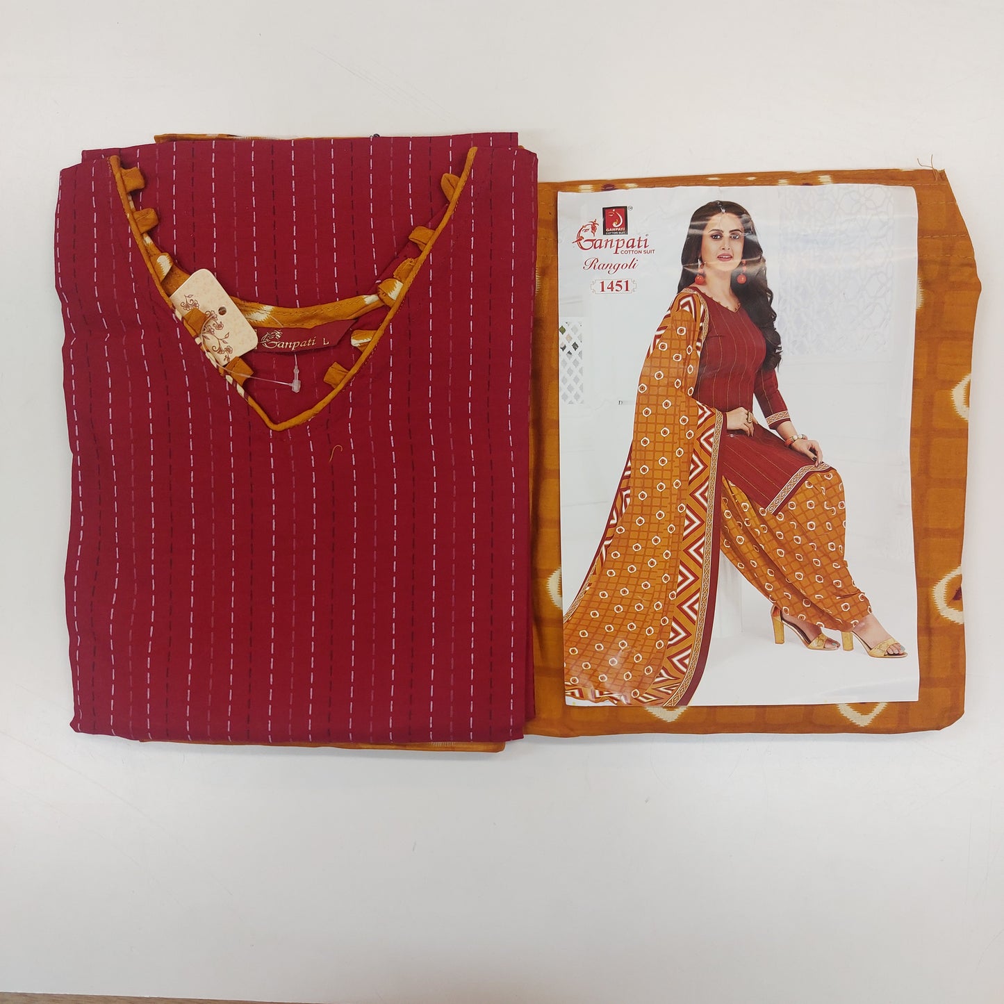 Ganpati Readymade Cotton Punjabi Siuts (Rangoli) Stiched