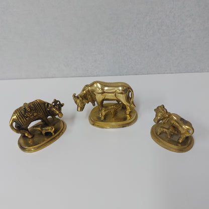 Brass Kamadhenu Cow with Calf Statue / Brass Idol Kamadhenu