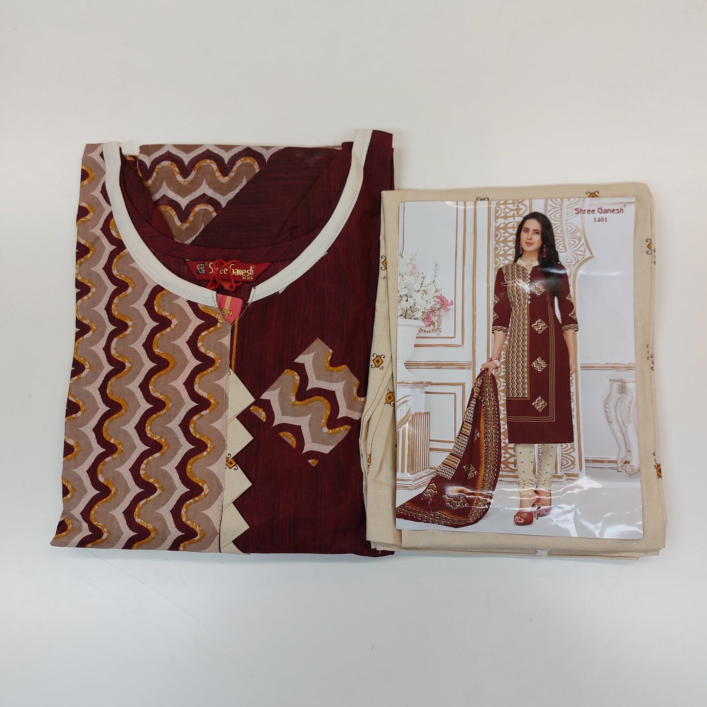Shree Ganesh Pure Cotton Readymade Punjabi Suit / Salwar Suit.