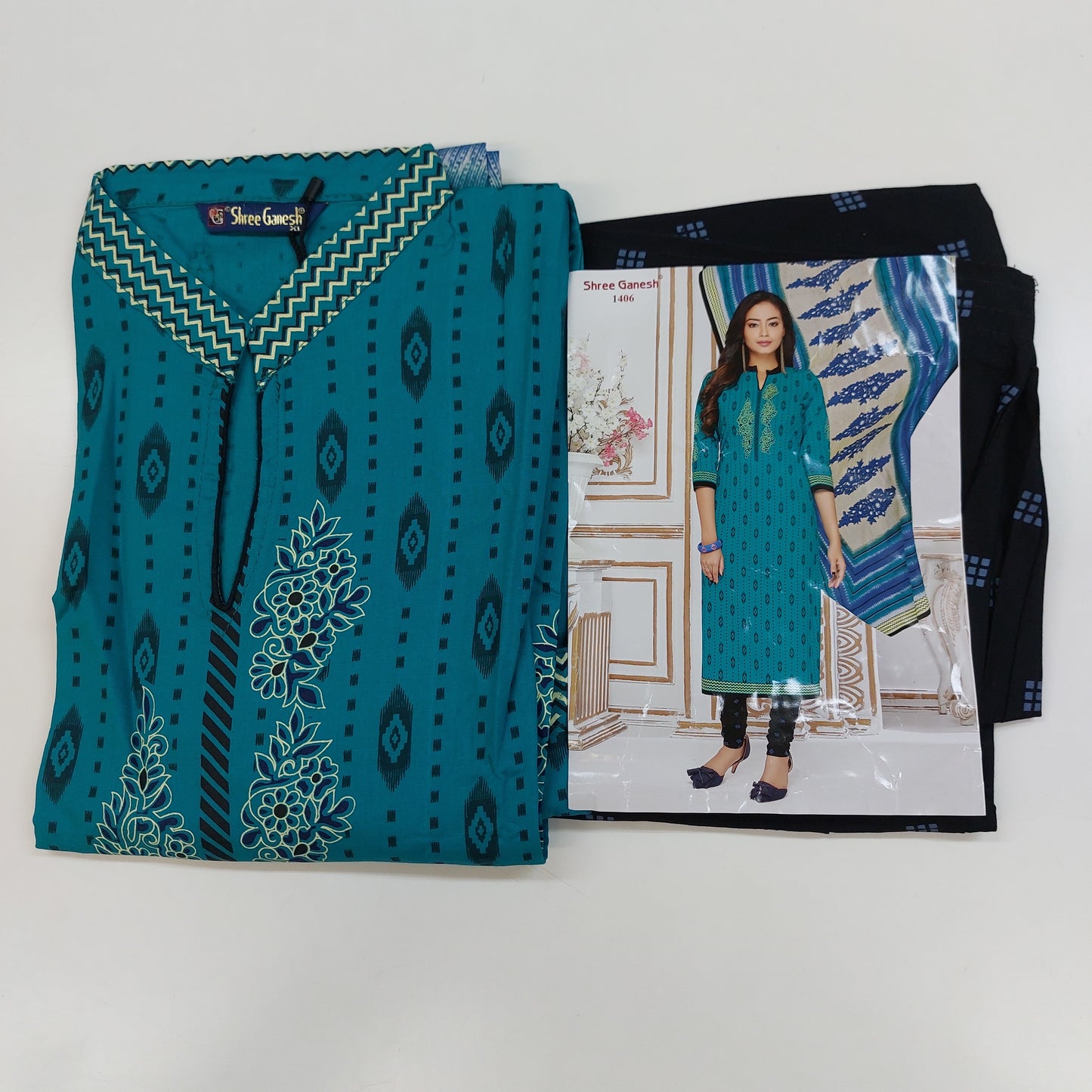 Shree Ganesh Pure Cotton Readymade Punjabi Suit / Salwar Suit.