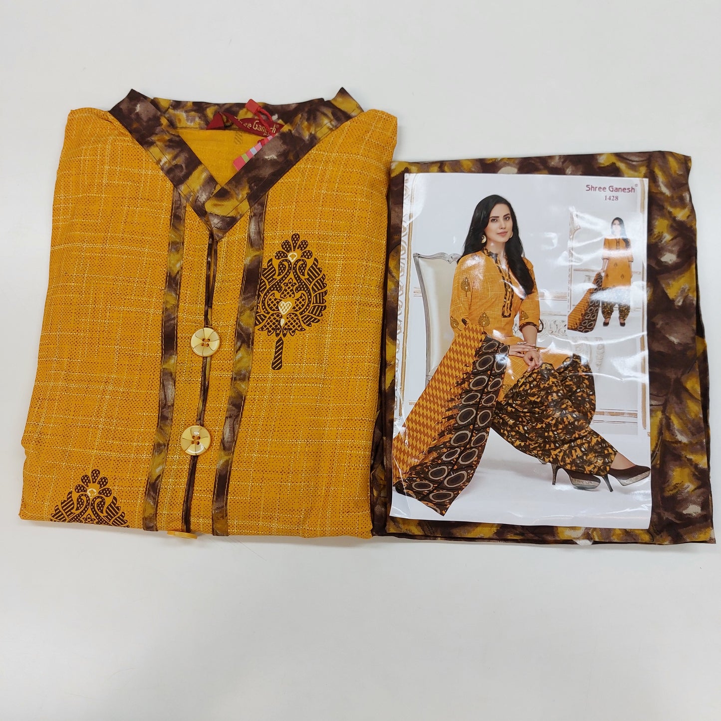 Shree Ganesh Pure Cotton Readymade Punjabi Suit / Salwar Suit.