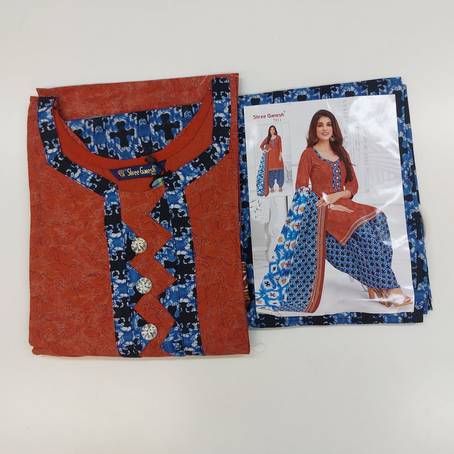 Shree Ganesh Pure Cotton Readymade Punjabi Suit / Salwar Suit.