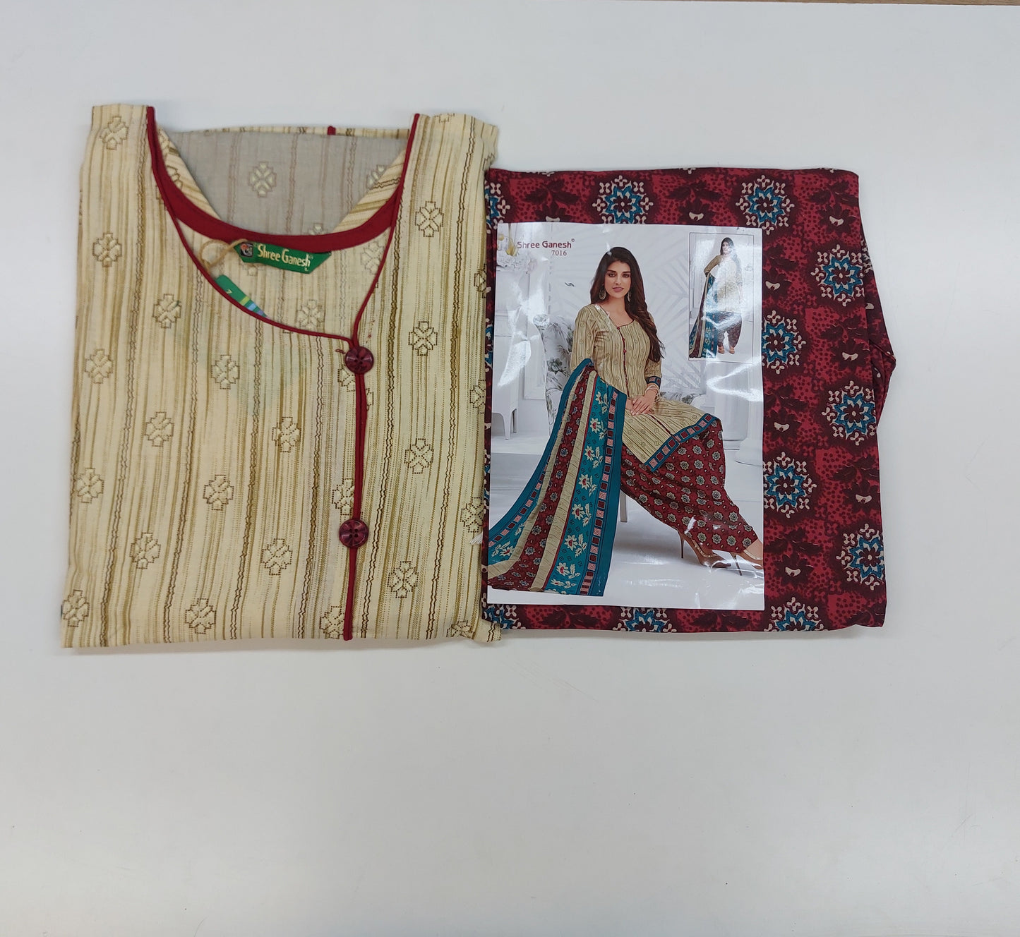 Shree Ganesh Pure Cotton Readymade Punjabi Suit / Salwar Suit.