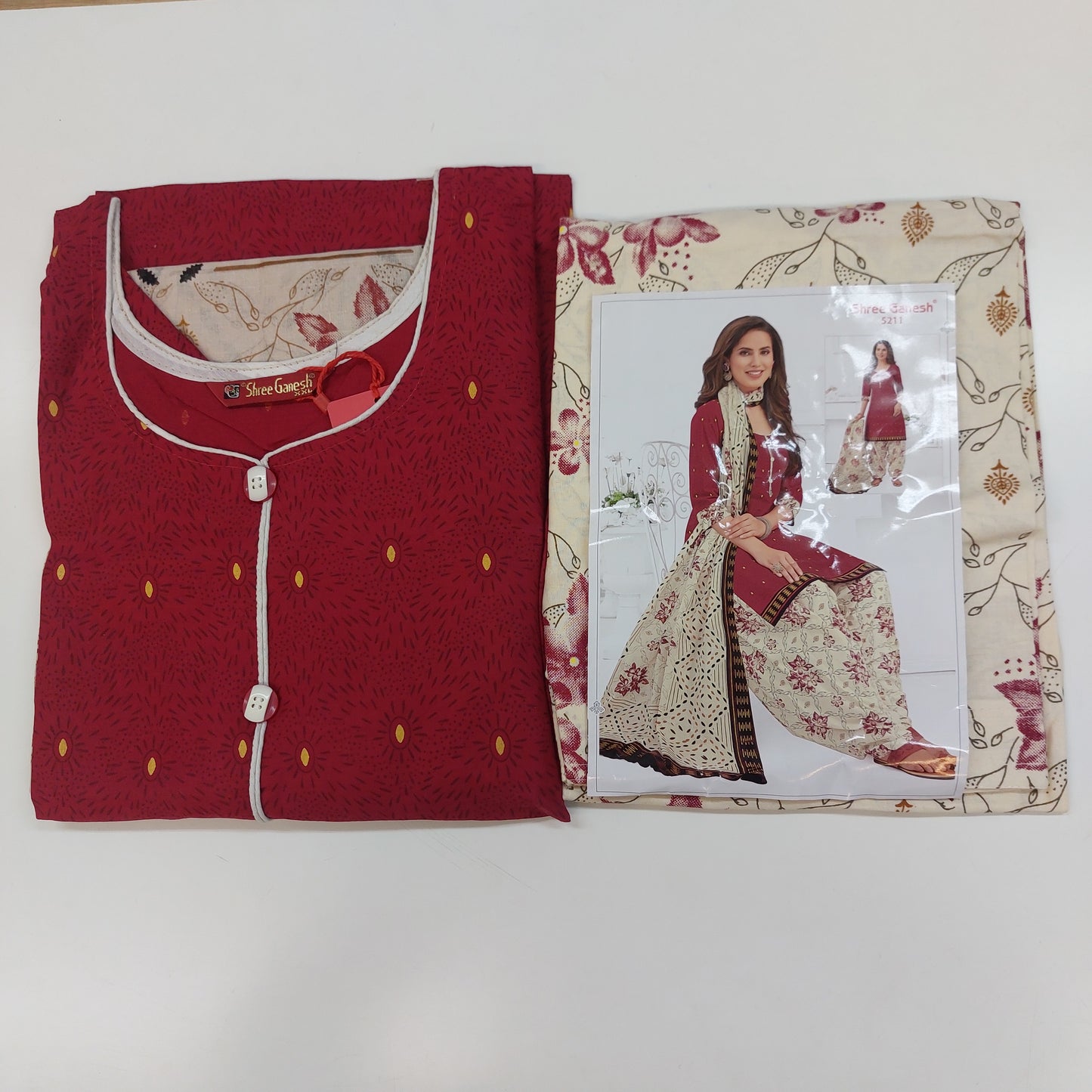 Shree Ganesh Pure Cotton Readymade Punjabi Suit / Salwar Suit.