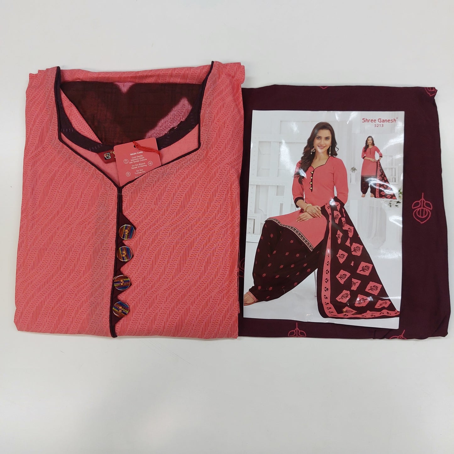 Shree Ganesh Pure Cotton Readymade Punjabi Suit / Salwar Suit.