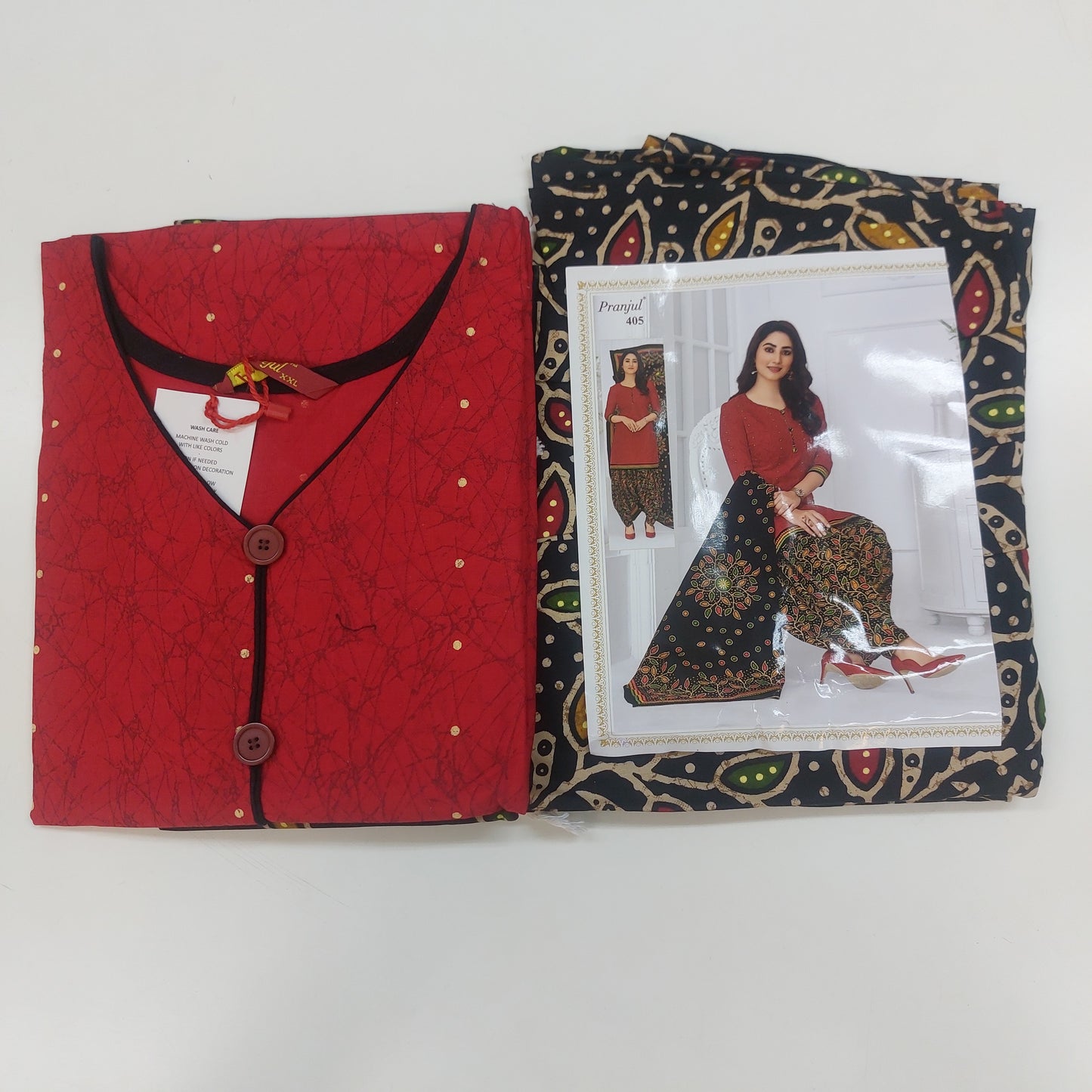 Pranjul Colourful Pure Cotton Readymade Punjabi Suit / Salwar Suit.