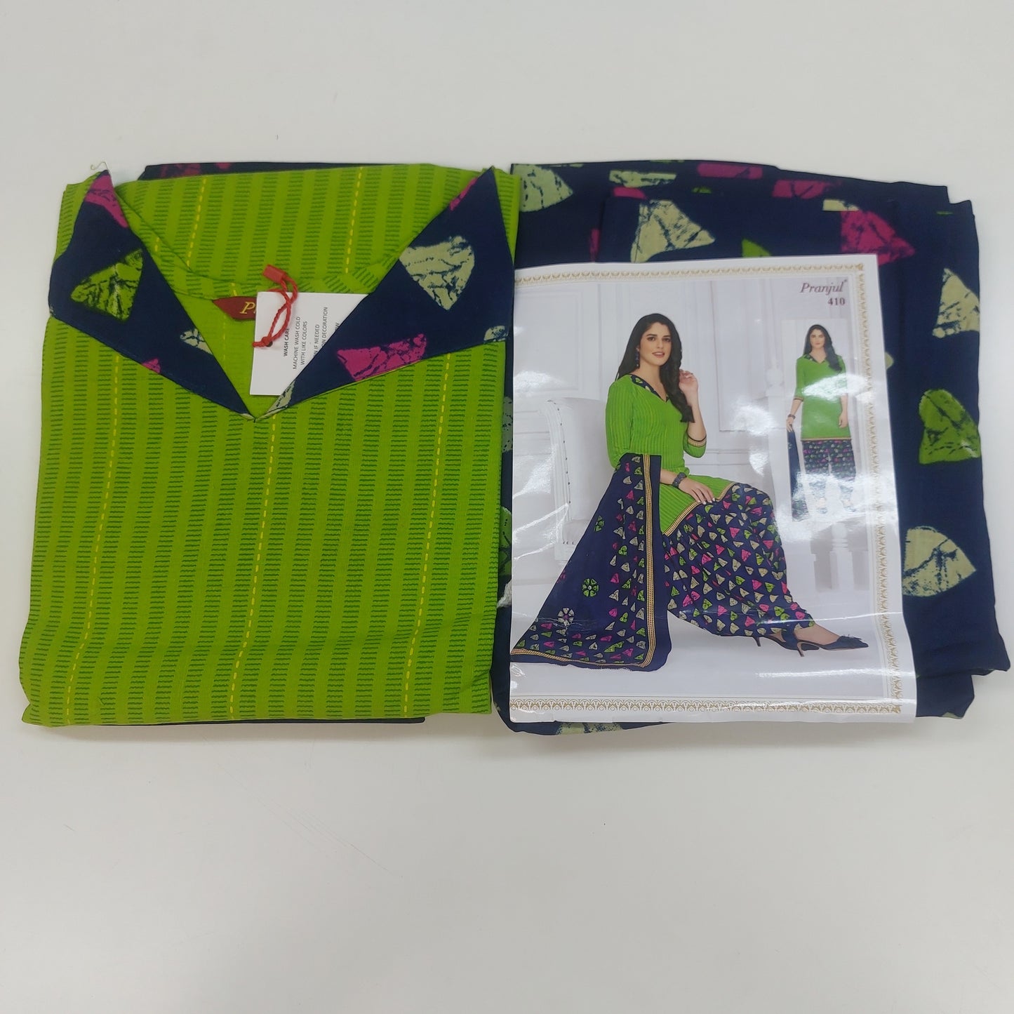 Pranjul Colourful Pure Cotton Readymade Punjabi Suit / Salwar Suit.