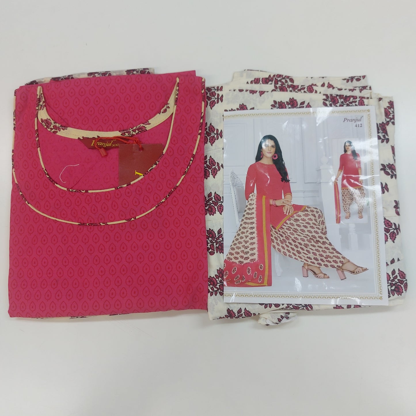 Pranjul Colourful Pure Cotton Readymade Punjabi Suit / Salwar Suit.