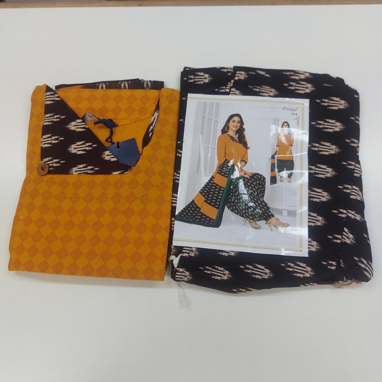 Pranjul Colourful Pure Cotton Readymade Punjabi Suit / Salwar Suit.