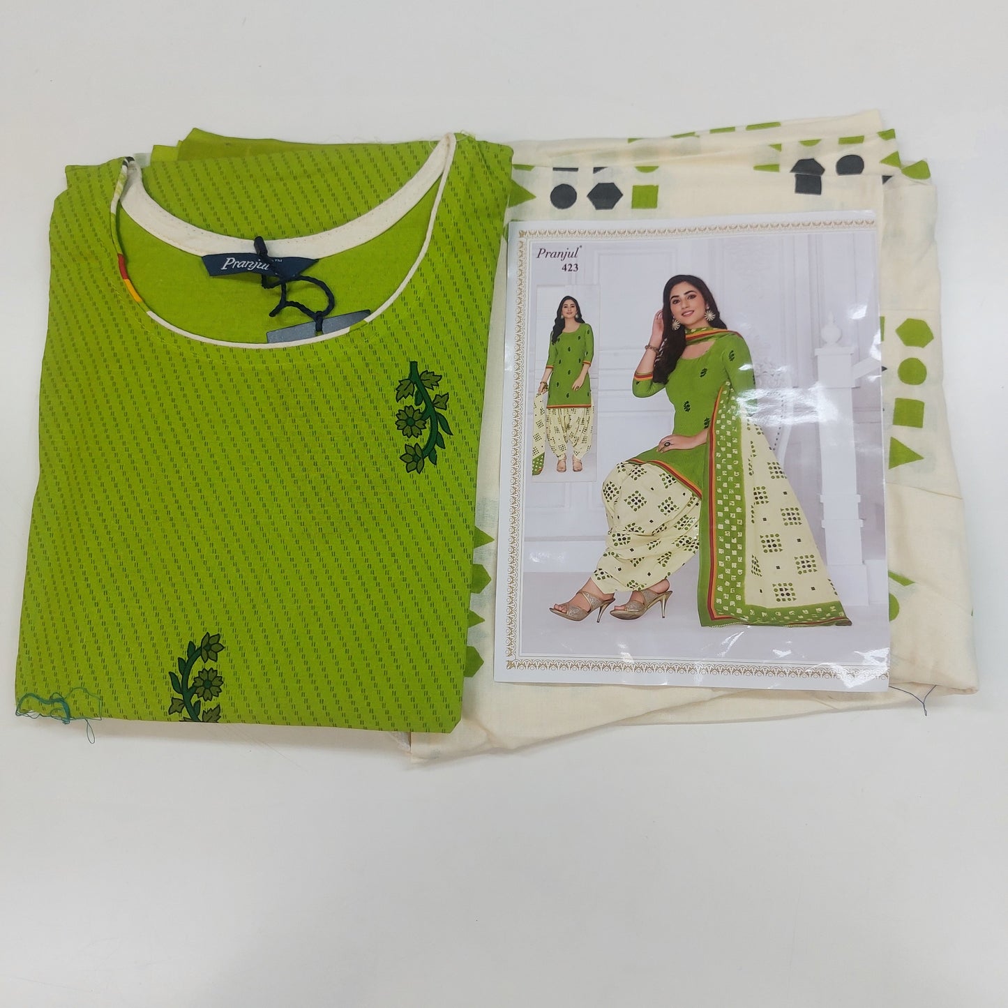 Pranjul Colourful Pure Cotton Readymade Punjabi Suit / Salwar Suit.