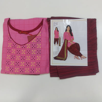Pranjul Colourful Pure Cotton Readymade Punjabi Suit / Salwar Suit.