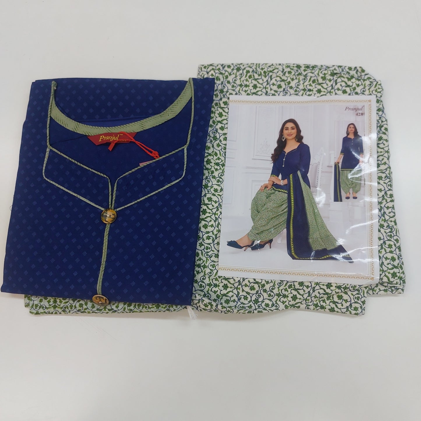Pranjul Colourful Pure Cotton Readymade Punjabi Suit / Salwar Suit.