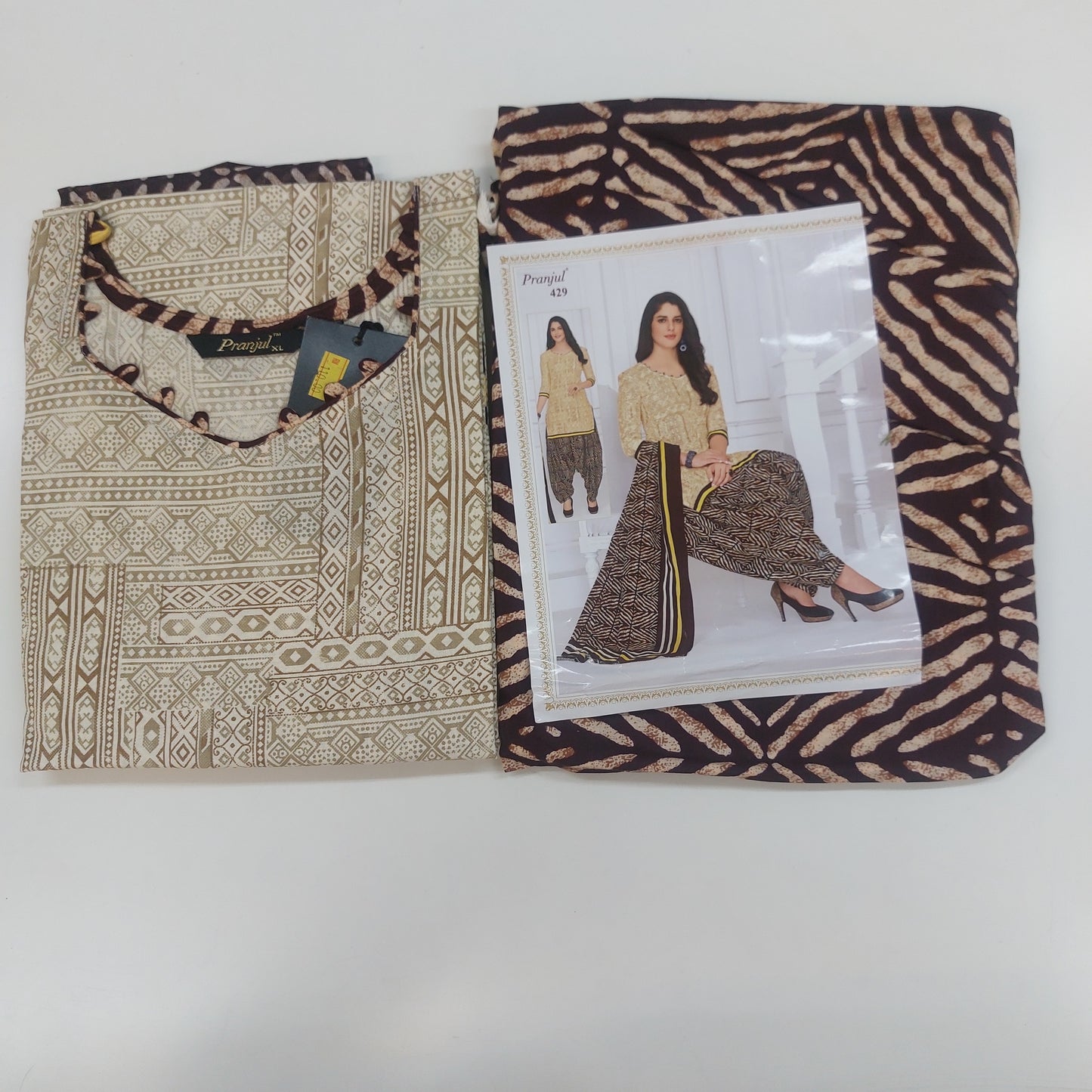 Pranjul Colourful Pure Cotton Readymade Punjabi Suit / Salwar Suit.