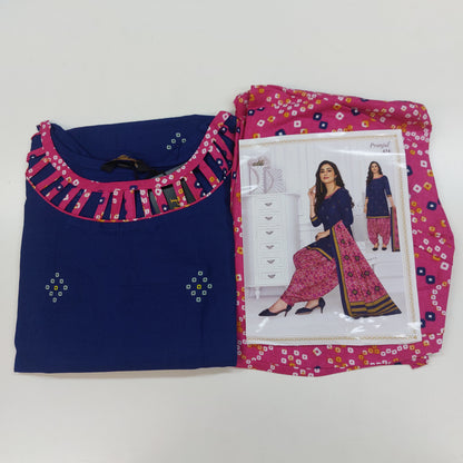 Pranjul Colourful Pure Cotton Readymade Punjabi Suit / Salwar Suit.